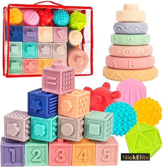 Montessori Speelgoed - Motorische Vaardigheden – Kleurig, Veilig en Leerzaam - 24Delig