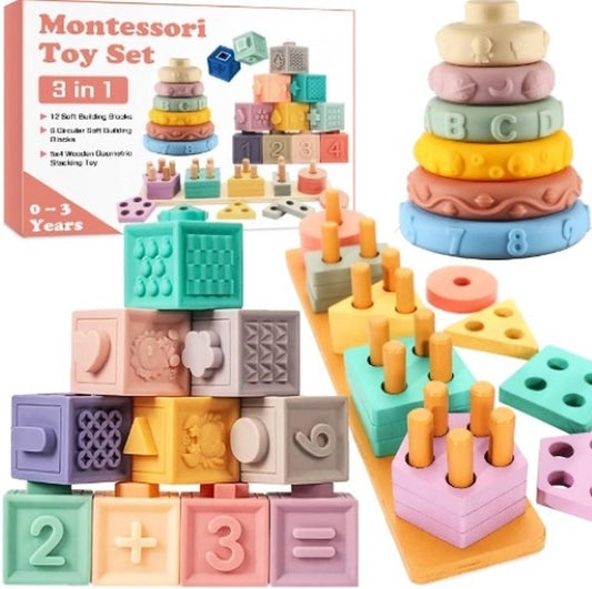 Educatief speelgoed - Blokken&Ringen - 42delig - Montessori